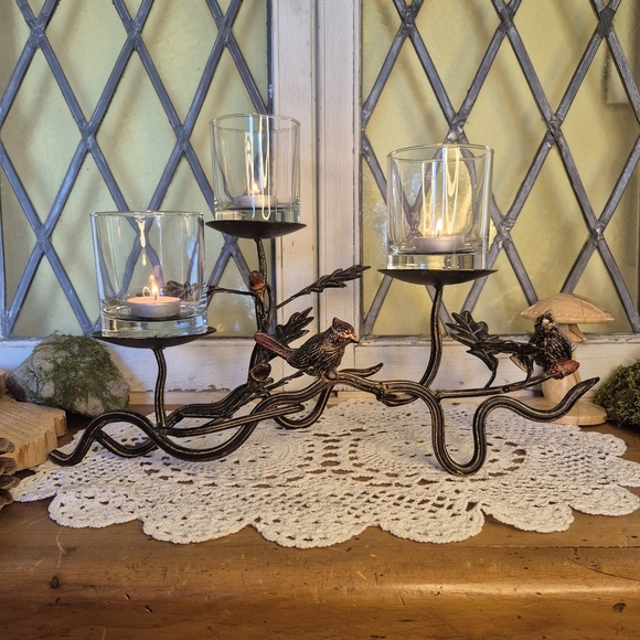 Iron 3 Pillar Branch Candle Holder - Picture 3 of 13